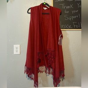 Sz 3X NWT fringe kimono pull over